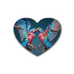 Birds Parrots Love Ornithology Species Fauna Rubber Coaster (heart) by Ndabl3x