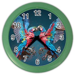 Birds Parrots Love Ornithology Species Fauna Color Wall Clock by Ndabl3x