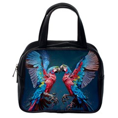 Birds Parrots Love Ornithology Species Fauna Classic Handbag (one Side) by Ndabl3x