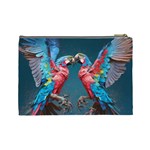 Birds Parrots Love Ornithology Species Fauna Cosmetic Bag (Large) Back