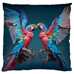 Birds Parrots Love Ornithology Species Fauna Large Cushion Case (one Side) by Ndabl3x