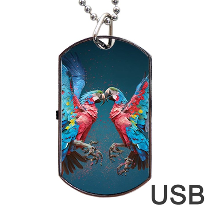 Birds Parrots Love Ornithology Species Fauna Dog Tag USB Flash (Two Sides)