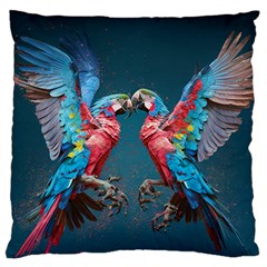 Birds Parrots Love Ornithology Species Fauna Standard Premium Plush Fleece Cushion Case (one Side) by Ndabl3x