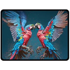 Birds Parrots Love Ornithology Species Fauna Two Sides Fleece Blanket (large) by Ndabl3x