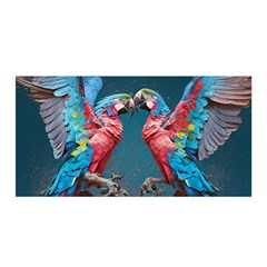 Birds Parrots Love Ornithology Species Fauna Satin Wrap 35  X 70  by Ndabl3x