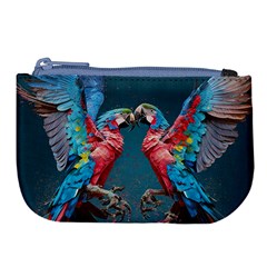 Birds Parrots Love Ornithology Species Fauna Large Coin Purse by Ndabl3x