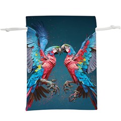 Birds Parrots Love Ornithology Species Fauna Lightweight Drawstring Pouch (xl) by Ndabl3x