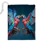 Birds Parrots Love Ornithology Species Fauna Drawstring Pouch (5XL) Back