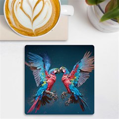 Birds Parrots Love Ornithology Species Fauna Uv Print Square Tile Coaster  by Ndabl3x