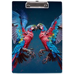 Birds Parrots Love Ornithology Species Fauna A4 Acrylic Clipboard by Ndabl3x