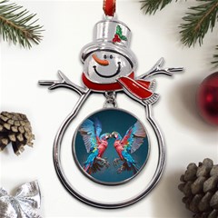 Birds Parrots Love Ornithology Species Fauna Metal Snowman Ornament by Ndabl3x