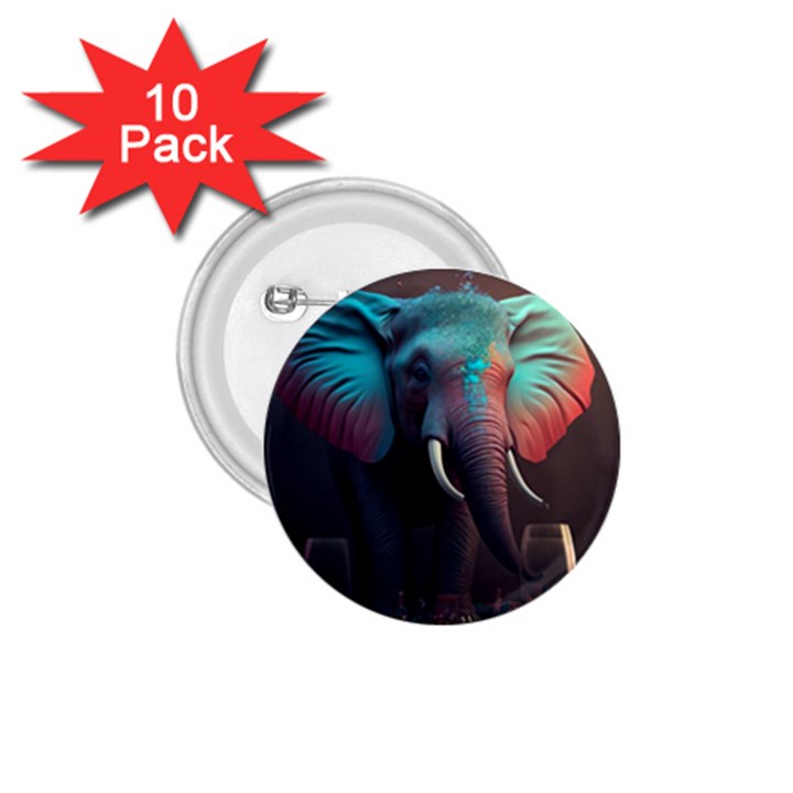 Elephant Tusks Trunk Wildlife Africa 1.75  Buttons (10 pack)