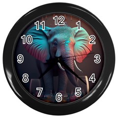 Elephant Tusks Trunk Wildlife Africa Wall Clock (black) by Ndabl3x