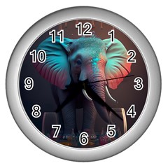 Elephant Tusks Trunk Wildlife Africa Wall Clock (silver) by Ndabl3x