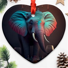 Elephant Tusks Trunk Wildlife Africa Heart Ornament (two Sides) by Ndabl3x