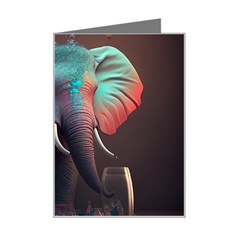 Elephant Tusks Trunk Wildlife Africa Mini Greeting Card by Ndabl3x