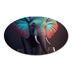 Elephant Tusks Trunk Wildlife Africa Oval Magnet by Ndabl3x