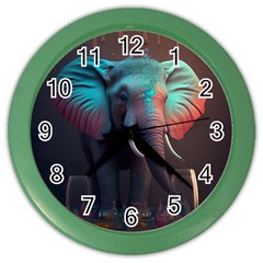 Elephant Tusks Trunk Wildlife Africa Color Wall Clock by Ndabl3x