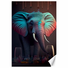 Elephant Tusks Trunk Wildlife Africa Canvas 12  X 18  by Ndabl3x