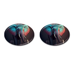 Elephant Tusks Trunk Wildlife Africa Cufflinks (oval) by Ndabl3x