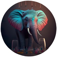 Elephant Tusks Trunk Wildlife Africa Wooden Puzzle Round by Ndabl3x