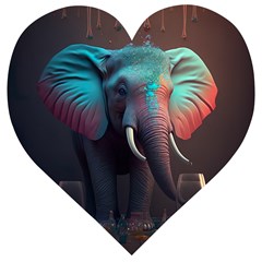 Elephant Tusks Trunk Wildlife Africa Wooden Puzzle Heart by Ndabl3x