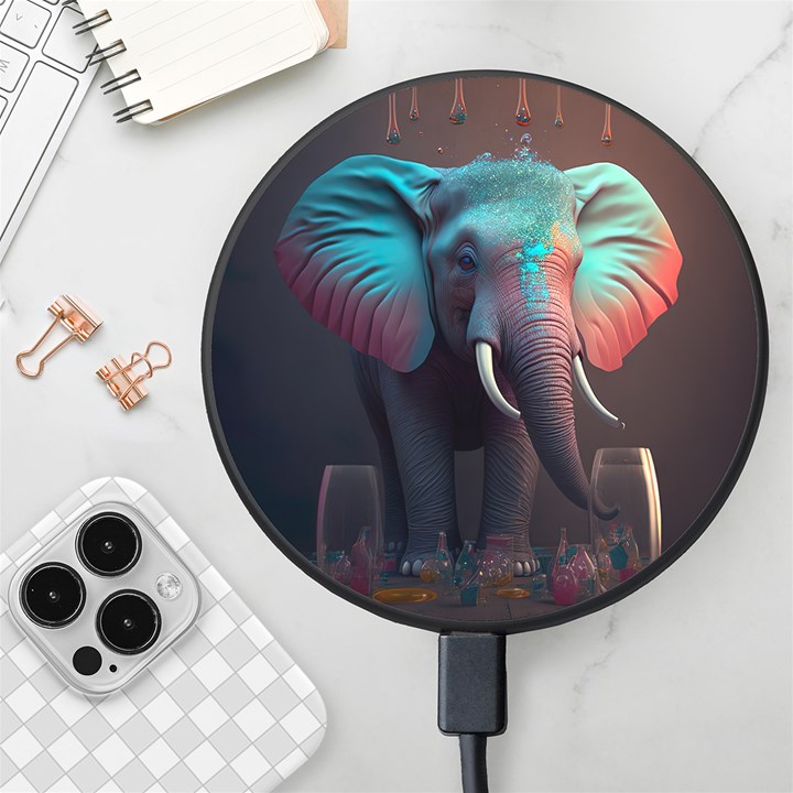 Elephant Tusks Trunk Wildlife Africa Wireless Fast Charger(Black)