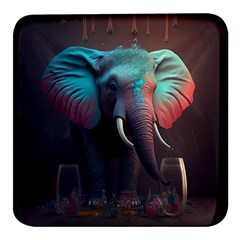 Elephant Tusks Trunk Wildlife Africa Square Glass Fridge Magnet (4 Pack)