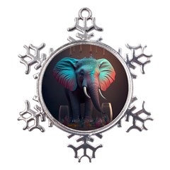 Elephant Tusks Trunk Wildlife Africa Metal Large Snowflake Ornament by Ndabl3x