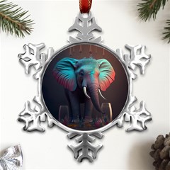 Elephant Tusks Trunk Wildlife Africa Metal Small Snowflake Ornament by Ndabl3x