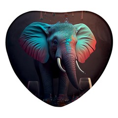 Elephant Tusks Trunk Wildlife Africa Heart Glass Fridge Magnet (4 Pack) by Ndabl3x