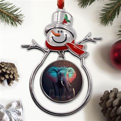 Elephant Tusks Trunk Wildlife Africa Metal Snowman Ornament by Ndabl3x