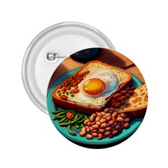 Breakfast Egg Beans Toast Plate 2 25  Buttons by Ndabl3x