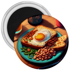 Breakfast Egg Beans Toast Plate 3  Magnets by Ndabl3x