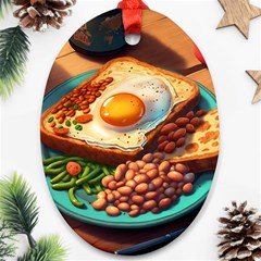 Breakfast Egg Beans Toast Plate Ornament (oval) by Ndabl3x