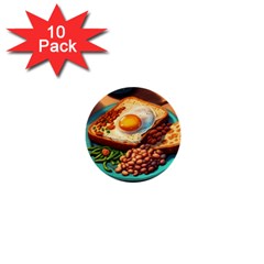 Breakfast Egg Beans Toast Plate 1  Mini Buttons (10 Pack)  by Ndabl3x