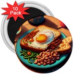 Breakfast Egg Beans Toast Plate 3  Magnets (10 pack)  Front