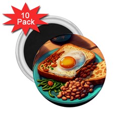 Breakfast Egg Beans Toast Plate 2 25  Magnets (10 Pack)  by Ndabl3x