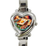 Breakfast Egg Beans Toast Plate Heart Italian Charm Watch Front