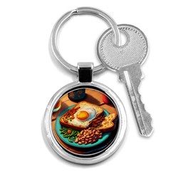 Breakfast Egg Beans Toast Plate Key Chain (round) by Ndabl3x