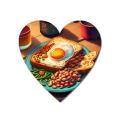 Breakfast Egg Beans Toast Plate Heart Magnet by Ndabl3x