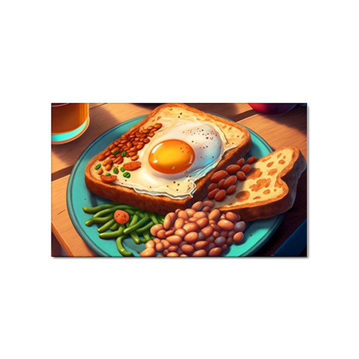 Breakfast Egg Beans Toast Plate Sticker Rectangular (10 pack)