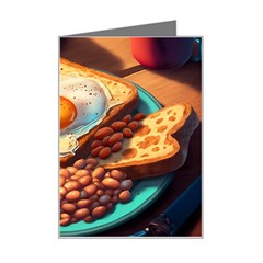 Breakfast Egg Beans Toast Plate Mini Greeting Card by Ndabl3x