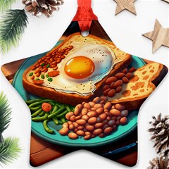 Breakfast Egg Beans Toast Plate Star Ornament (two Sides) by Ndabl3x