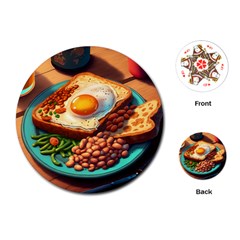 Breakfast Egg Beans Toast Plate Playing Cards Single Design (round) by Ndabl3x