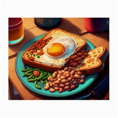 Breakfast Egg Beans Toast Plate Small Glasses Cloth (2 Sides) by Ndabl3x