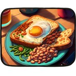 Breakfast Egg Beans Toast Plate Two Sides Fleece Blanket (Mini) 35 x27  Blanket Front