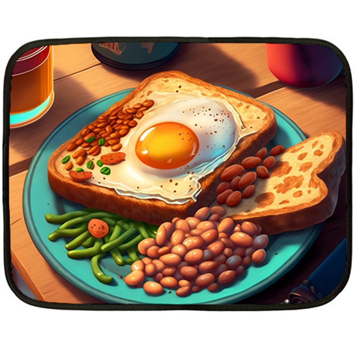 Breakfast Egg Beans Toast Plate Two Sides Fleece Blanket (Mini)