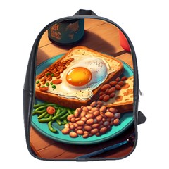 Breakfast Egg Beans Toast Plate School Bag (large) by Ndabl3x