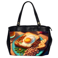 Breakfast Egg Beans Toast Plate Oversize Office Handbag (2 Sides) by Ndabl3x